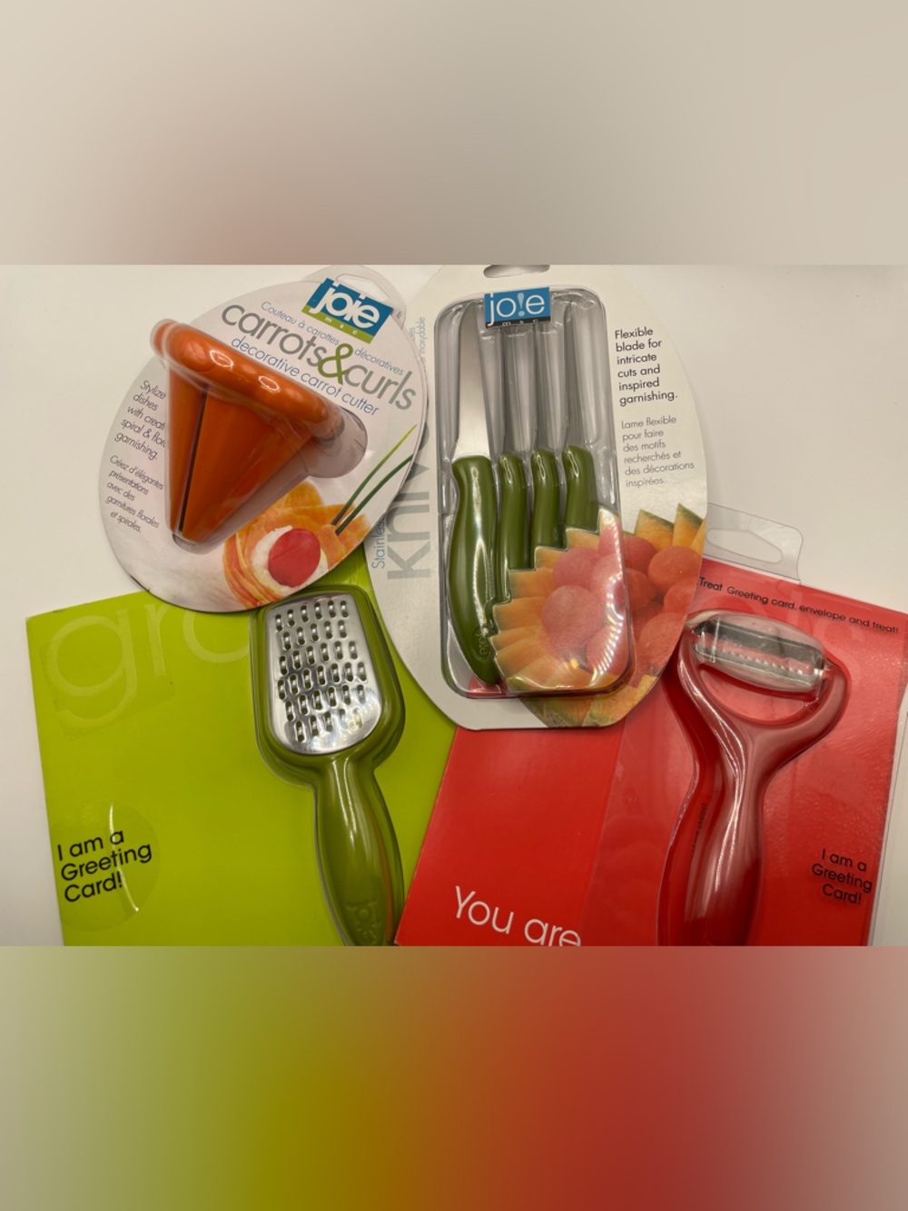 Joie Mixed Kitchen Tools Set Pairing Knives Carrot Curler Mini Peeler & Grater